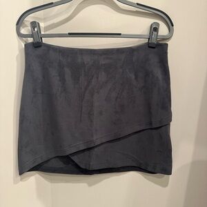 Grey suede mini skirt
